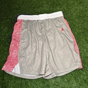 Jordan Jumpman Elephant Print Basketball Shorts Grey Red AR4291-091 Mens L